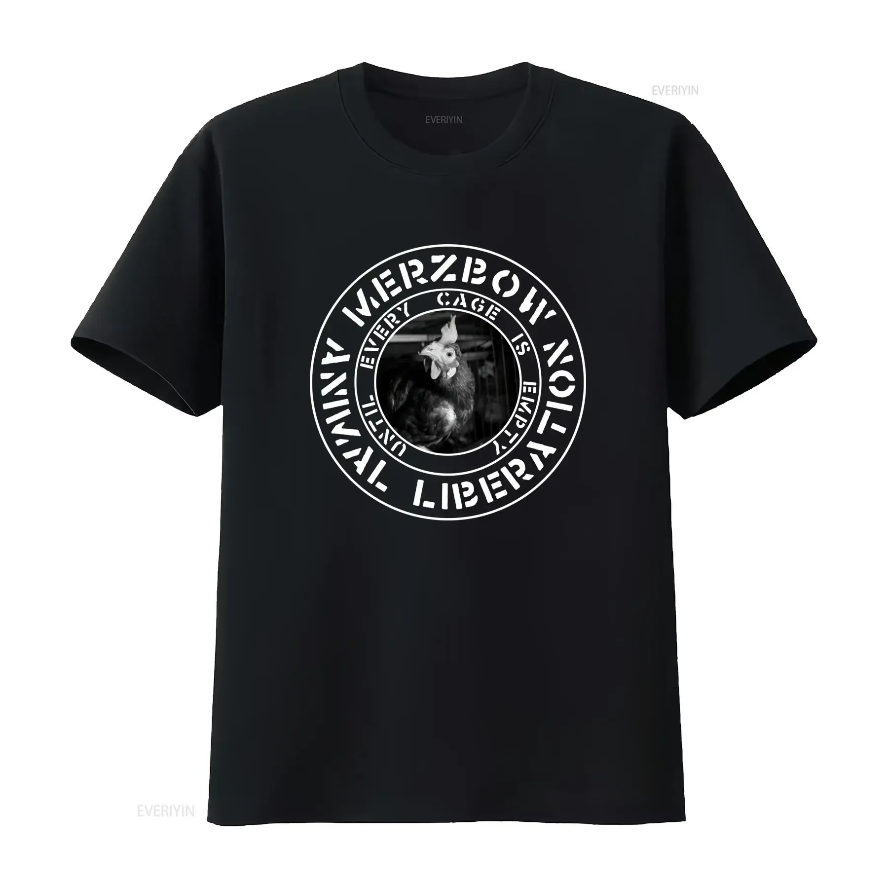 Merzbow Chicken Cage Print T Shirt Every Is Empty Liberation Theme vintage Washed graphic Top For Everyday Wear Stretched homme