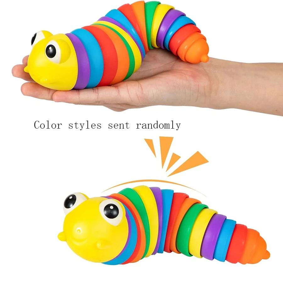 

1pc Stress Relief Toy Fidget Toy for Children Adults Fun Slug Anxiety Anti-Stress Soft Toy Seal Variety Rainbow Twister Toy