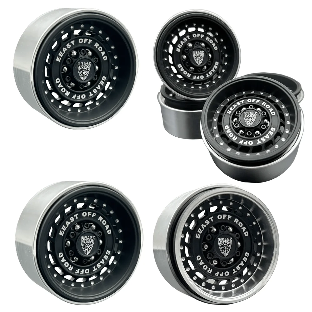 4 قطعة CNC سبائك الألومنيوم 1.9/2.2in Beadlock عجلة ريم ل 1/10 RC الزاحف سيارة محوري SCX10 90046 TRX4 المدافع VP H10 Yikong جيب