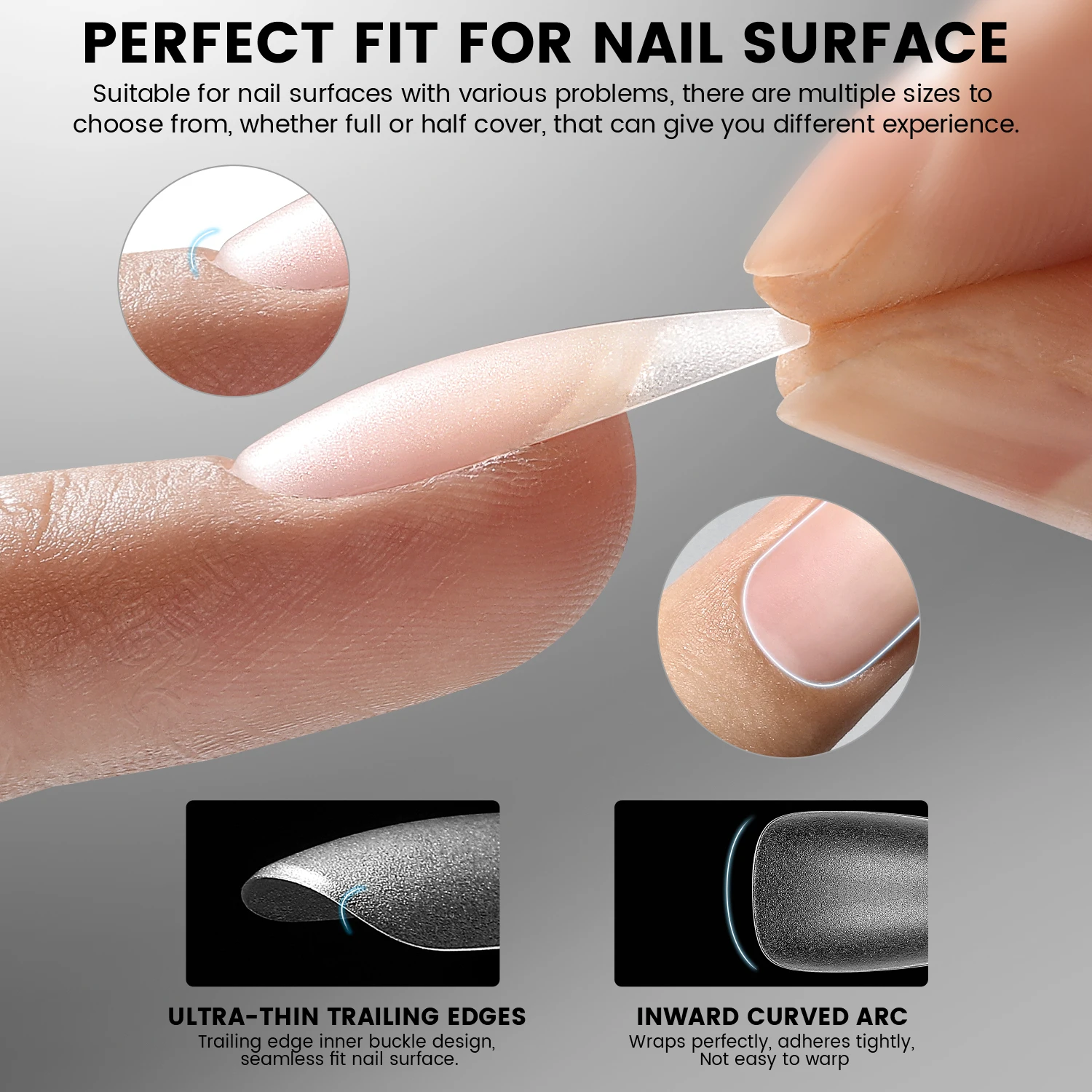 YOKEFELLOW 300 Stück matte künstliche Nägel, Sarg, mittlere T-Form, vollständige Abdeckung, künstliche Nägel, weiche Gel-Nagelspitzen für Nagelverlängerungen