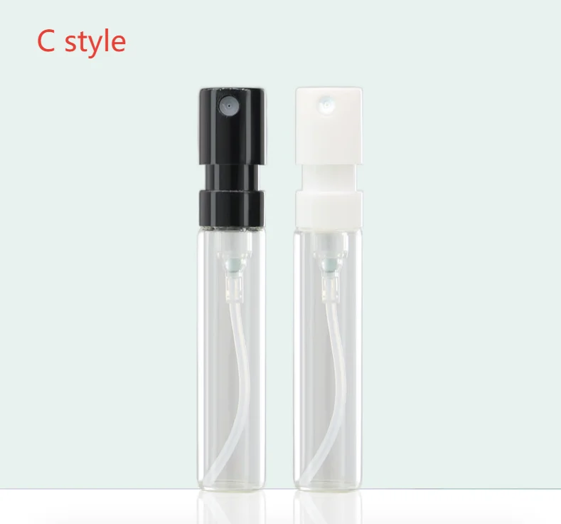 200pcs 1.5ml 2ml Bayonet Bottle Sample French Pump Perfume Bottle Sprayer Plastic Nozzle Glass Bayonet Black White Color