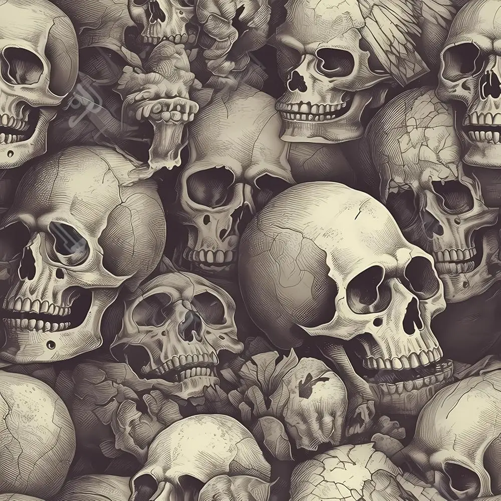 

Skull Peel And Sti Wallpaper,17.71"" X 236.2""Thicken Vintage Skull Wallpaper Removable Self-Adhesive Contact Paper For Living