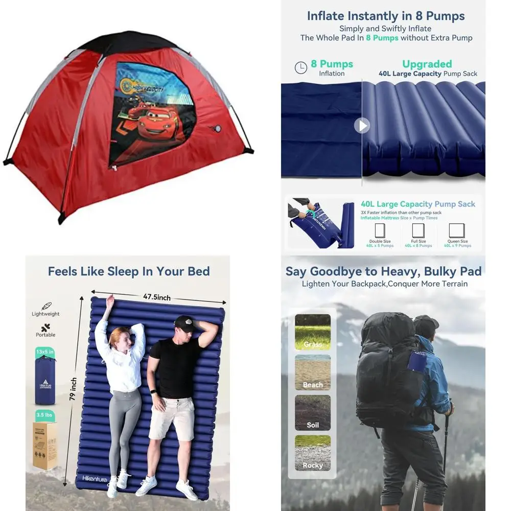 خيمة تخييم عائلية مدمجة مع أبواب بسحاب، 5 أقدام × 3 أقدام × 36 بوصة، مثالية لمغامرات الشباب #1