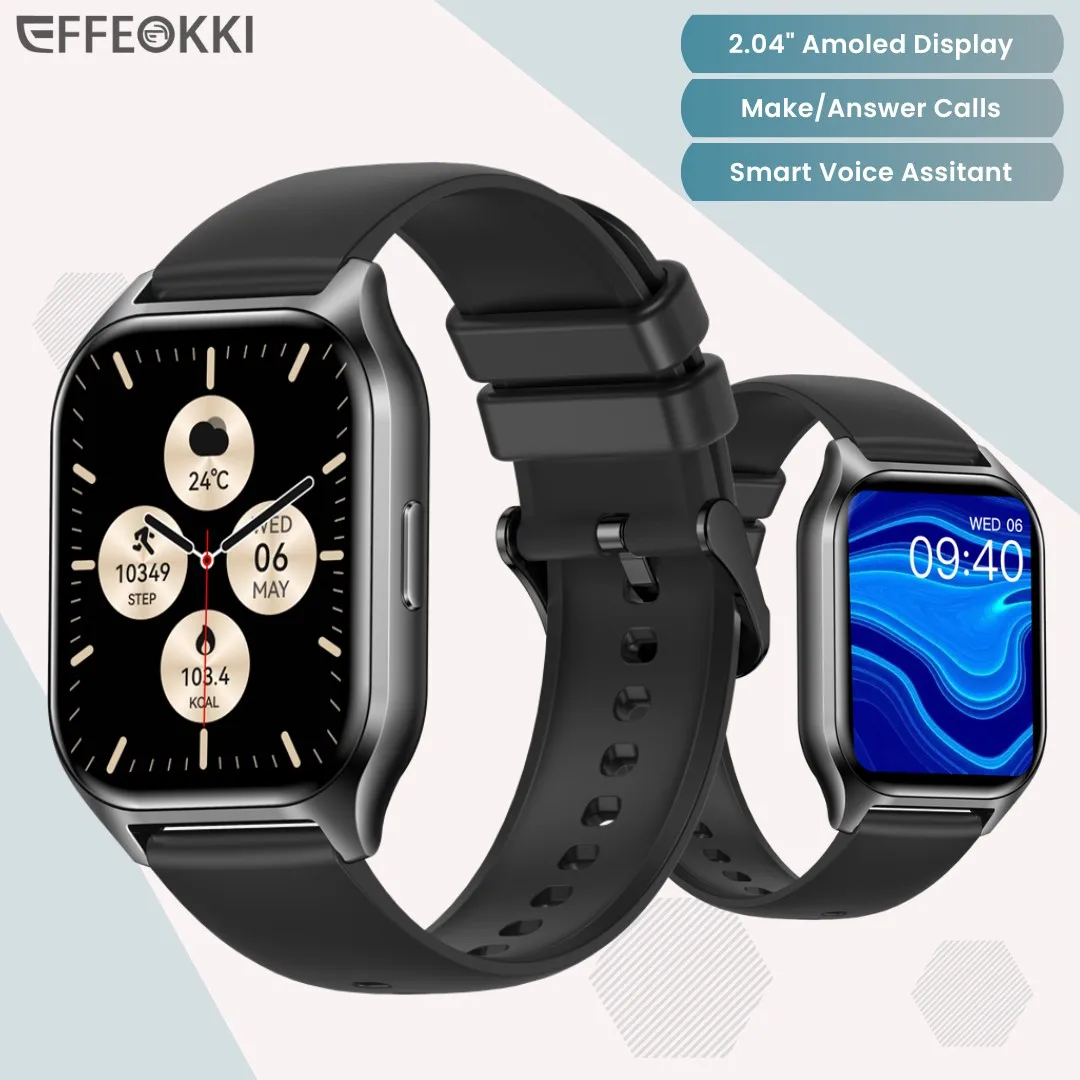 Smart Watch Man Amoled Display 2.04 Inch Large Screen Smart Voice Assitant Wireless Calling Compatible With I Phone