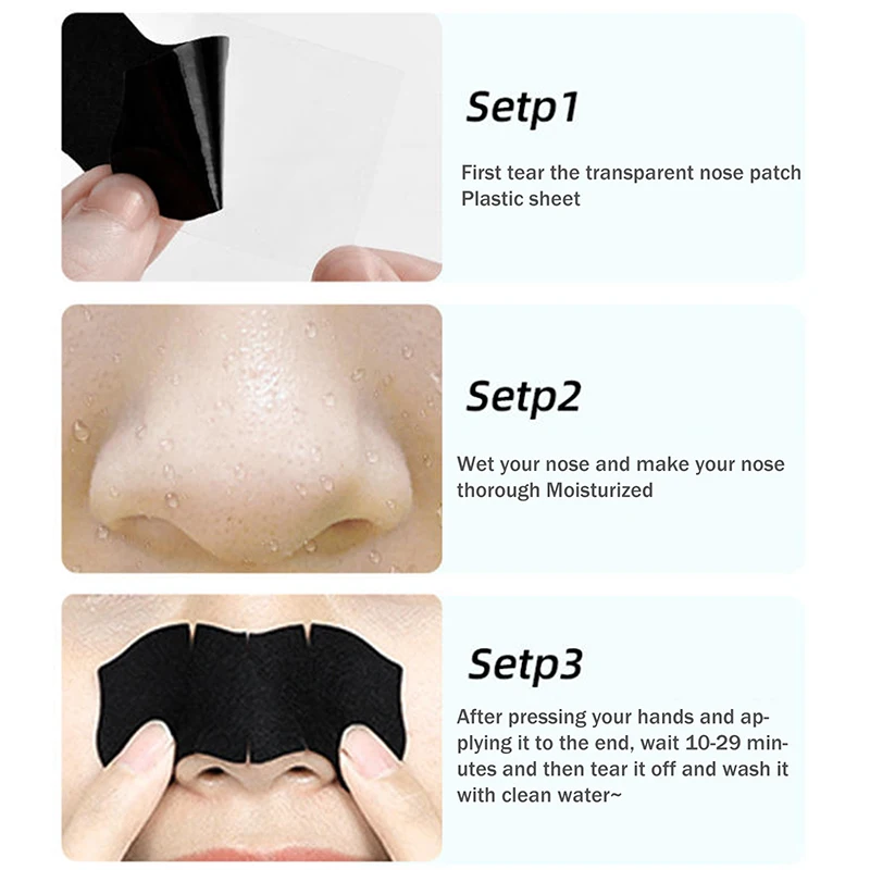 5/15/25/50Pcs Bamboo Charcoal Nose Pore Strips Deep-Cleaning Blackhead Removal Mask for Acne Care and Smooth Skin