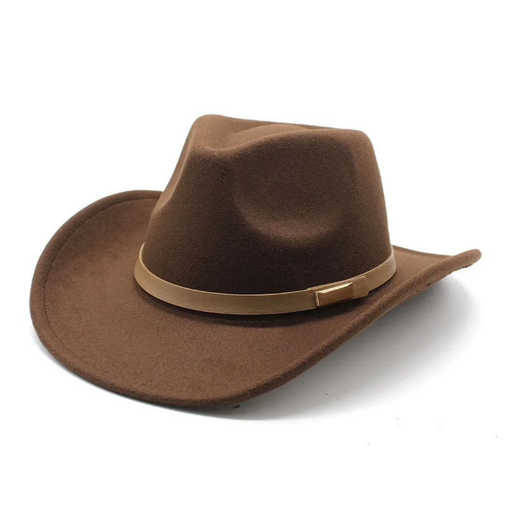 Cowboy Hats For Women And Men Casual Style Western Caps Woolen 57-58cm Simple Strap Metal Decoration Fashion NZ0081