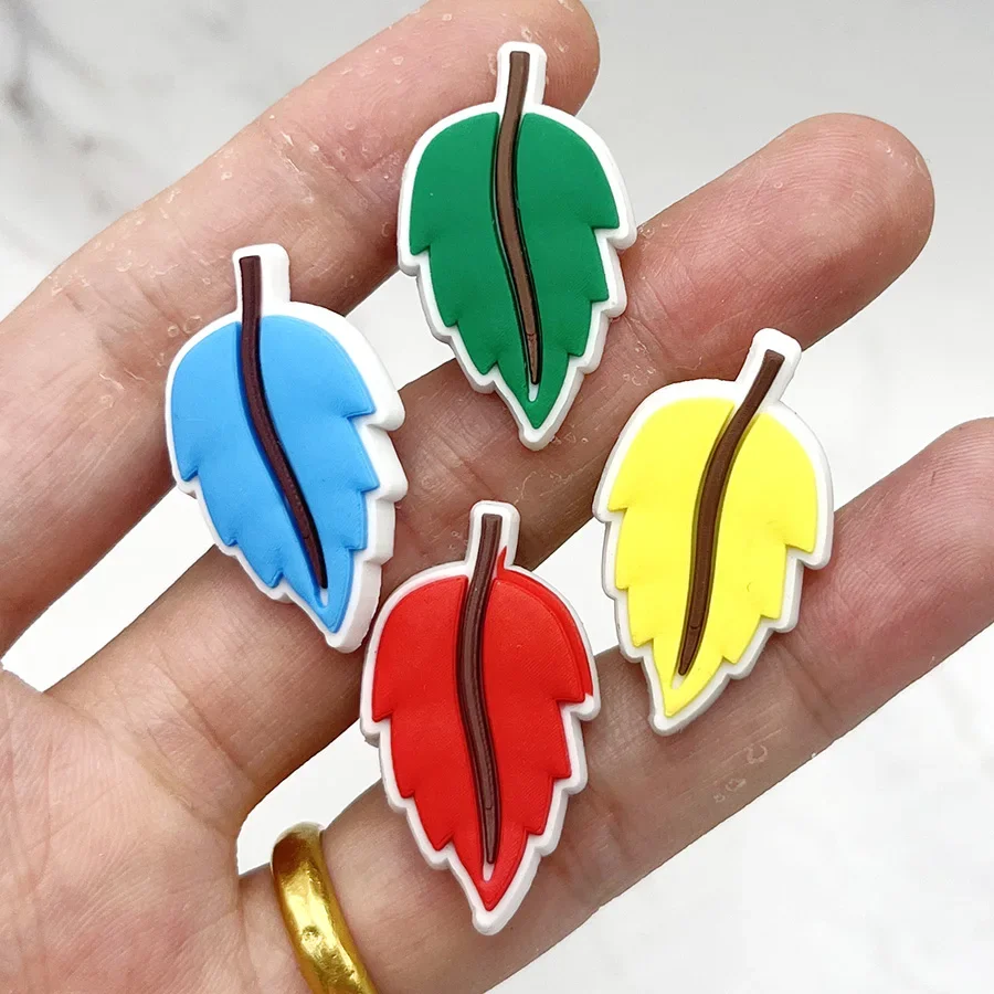 1Pcs Four Color Leaf  PVC Shoe Charms Accessories DIY Shoes Upper Pins Decoration Sandals Clogs Buckle Kids Party Gift