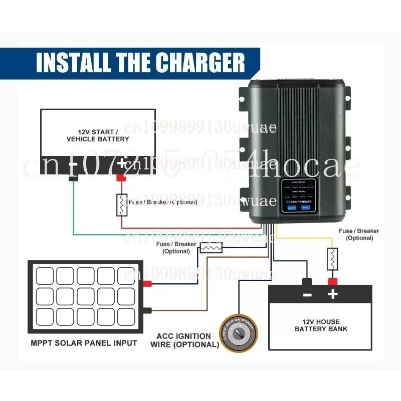 ATEM POWER 40A 12V Solar MPPT Dual Battery System Auto DC ZU DC Batterie Ladegerät