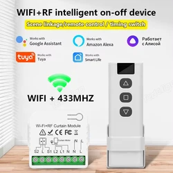 Tuya WiFi Smart Curtain Switch Roller Blinds Shutter Module with 433MHz RF Remote Control Works with Alexa Google Home Assistant