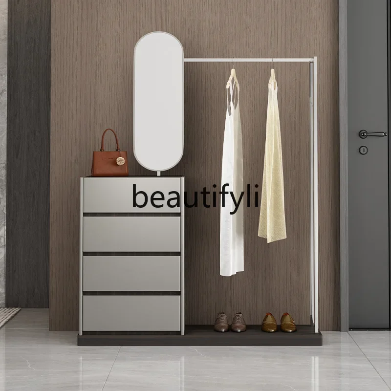 Multifunctional chest, coat rack, Italian minimalist floor hanger, full-length mirror integrated