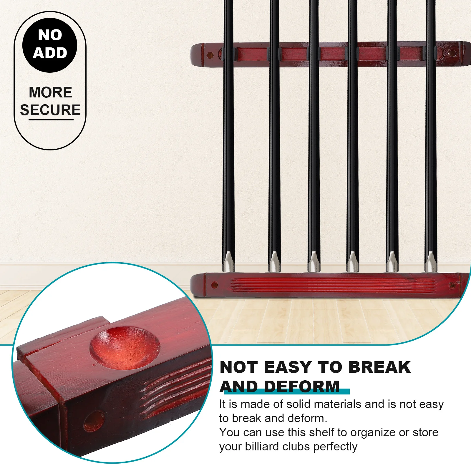 

1Set Wall-Mounted Wood Cue Holder Six Hole Billiard Rod Rack Pool Stick Display Storage Organizer Pool Stick Holder