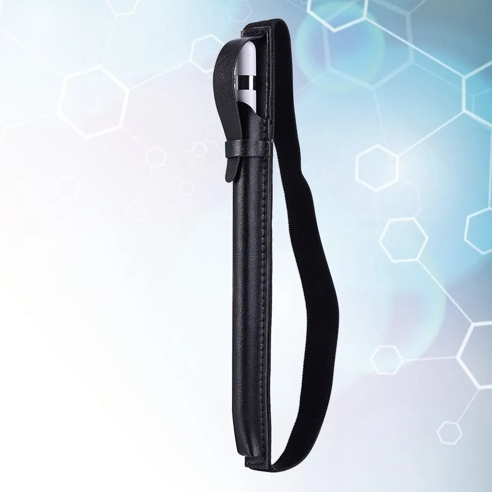 Pencil Cover Premium PU Stylus Pen Case Elastic Belt for Daily Use Black