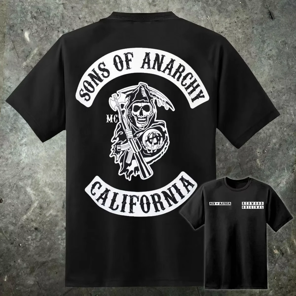 2026 Sons Anarchy CUSTOM CHARTER Reaper Patch Camiseta SAMCRO Redwood Original Jax