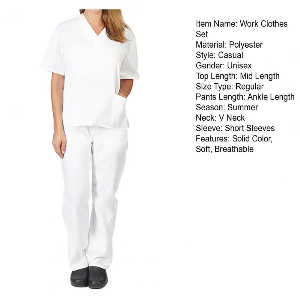 Nurse Uniform Medical Suit V-neck Salon Spa Pet Grooming Institution Work Clothes Short Sleeve Tops Pants Nursing Scrub Uniform