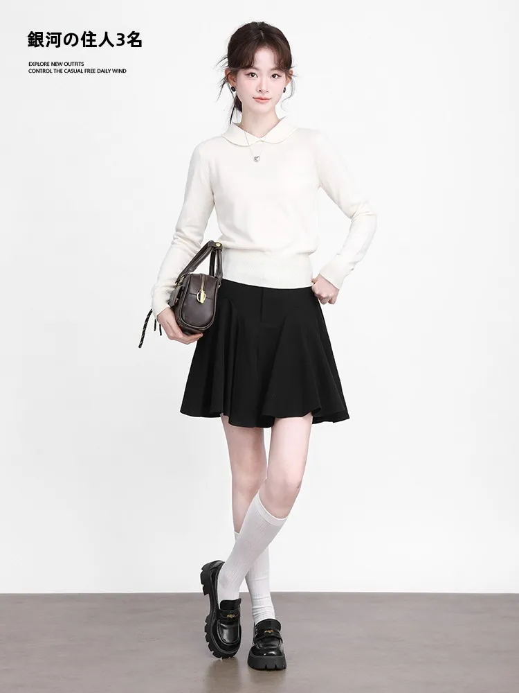 

Женская плиссированная юбка Galaxy Resident с высокой талией, черная, А-силуэт, весна-лето, стандартный крой, короткая юбка