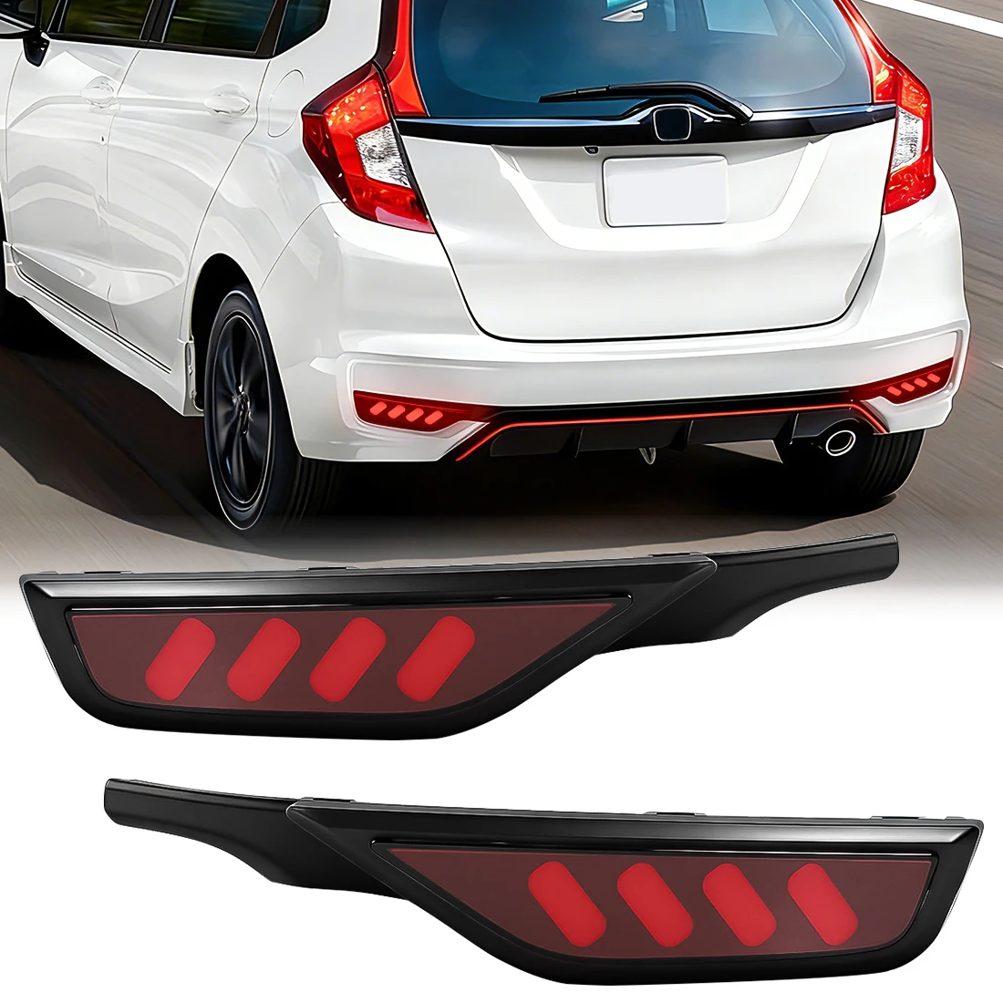 

2pcs Tail Lamp For Honda Jazz Fit 2018 2019 2020 Car LED Rear Bumper Light Brake Light Flowing Turn Signal Reflector Light 12V
