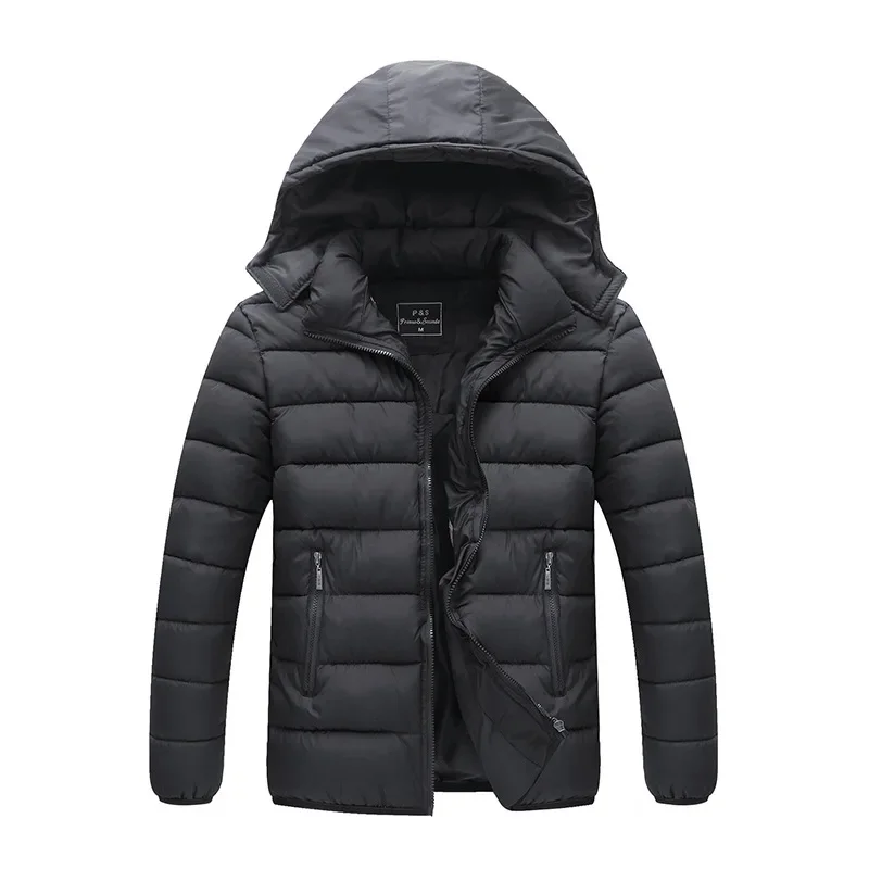 Men New Autumn Winter Warm Puffer Down Jacket Hooded Coat  Detachable Hat Ultralight Coat 2023 Spring Winter Size 3XL