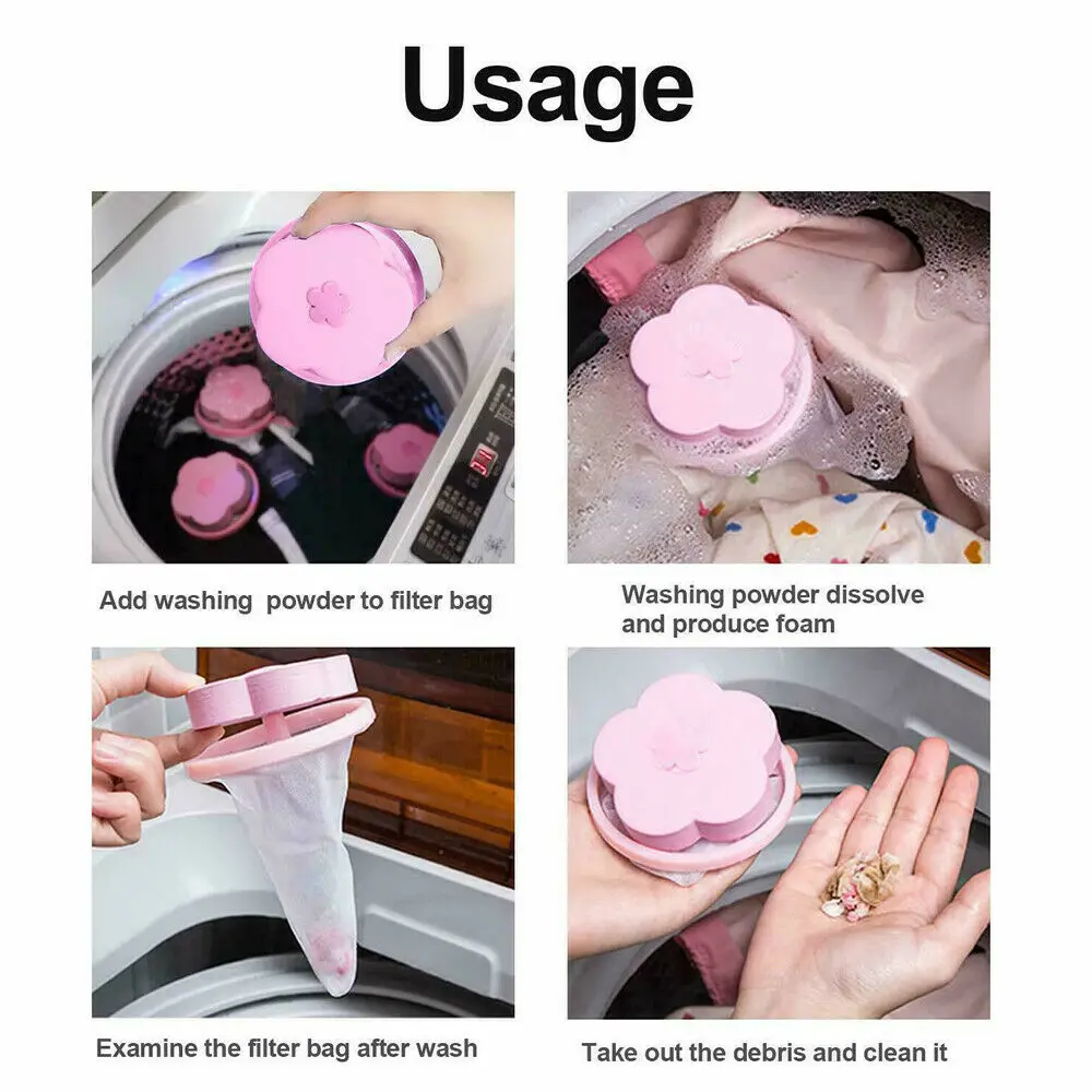 Reusable Washing Machine Floating Lint Mesh Trap Bag Hair Removal Floating Catcher Filter Net Pouch Household Washing Tool