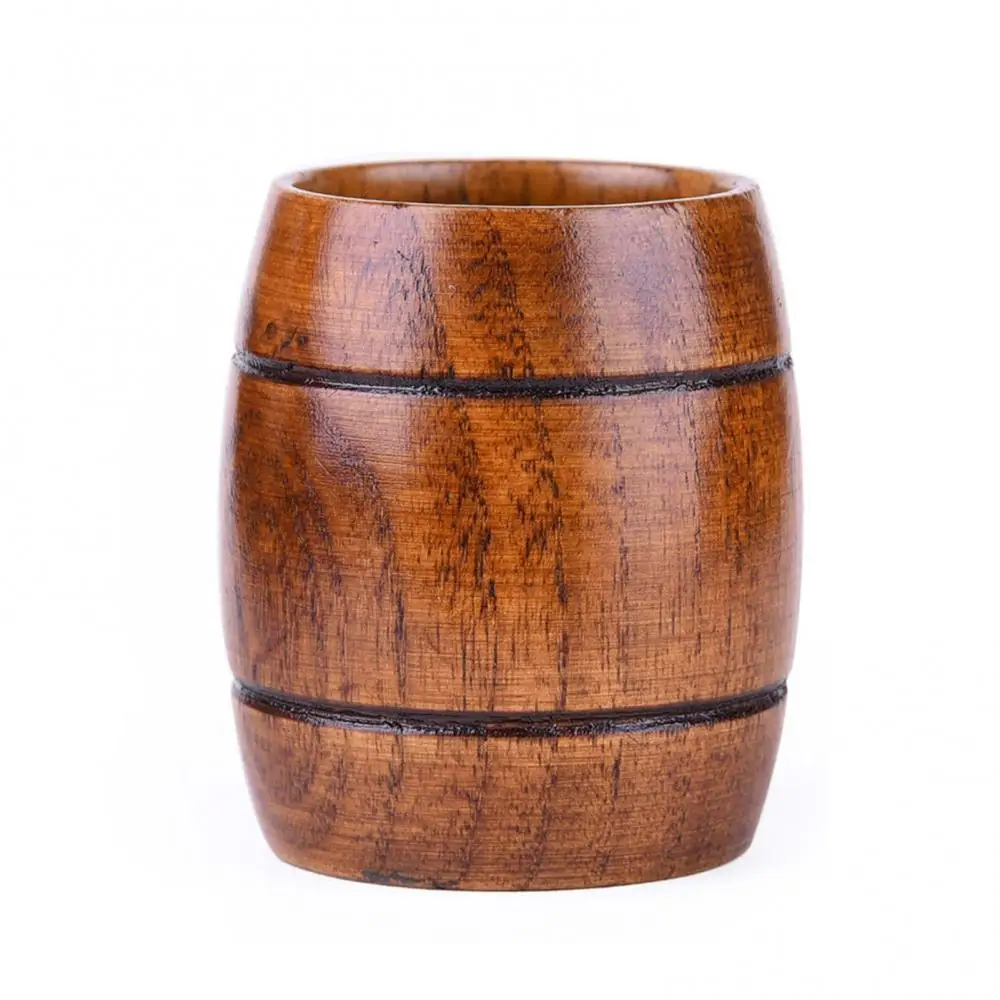 Barrel Shape Beer Tea Coffee Milk Water Cup Wooden Kitchen Bar Pub Drinkware