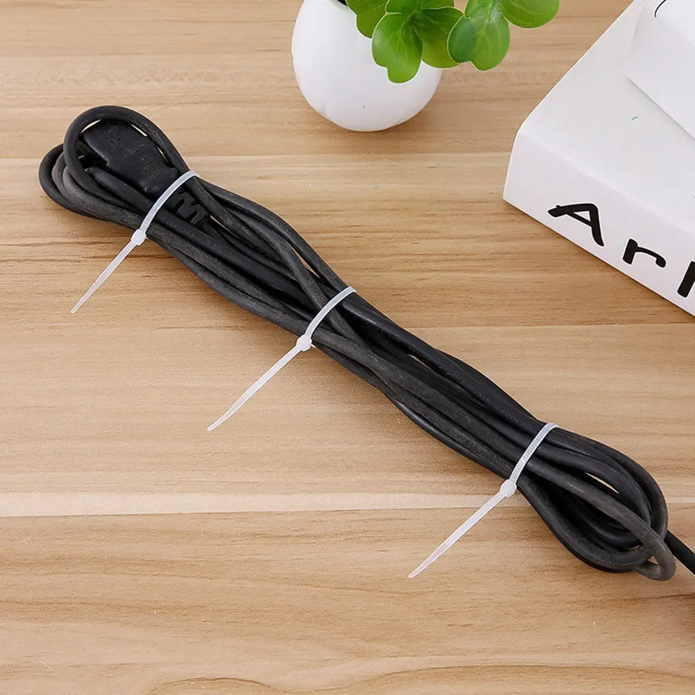400Pcs Premium Nylon Self-Locking Cord Organizer Ties High-Tensile Design Curved Tip for Cable Wrap Cord Management