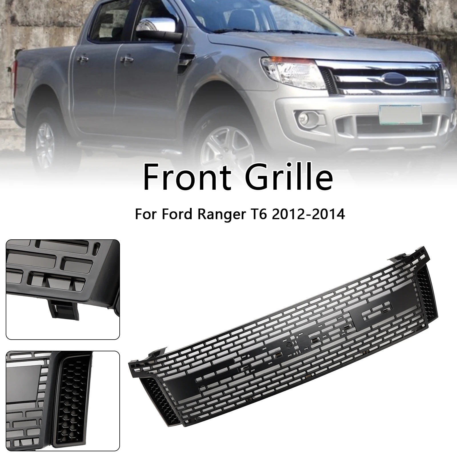 Artudatech Matt Black Front Bumper Grill Grille Fit Ford Ranger T6 PX1 2012-2014