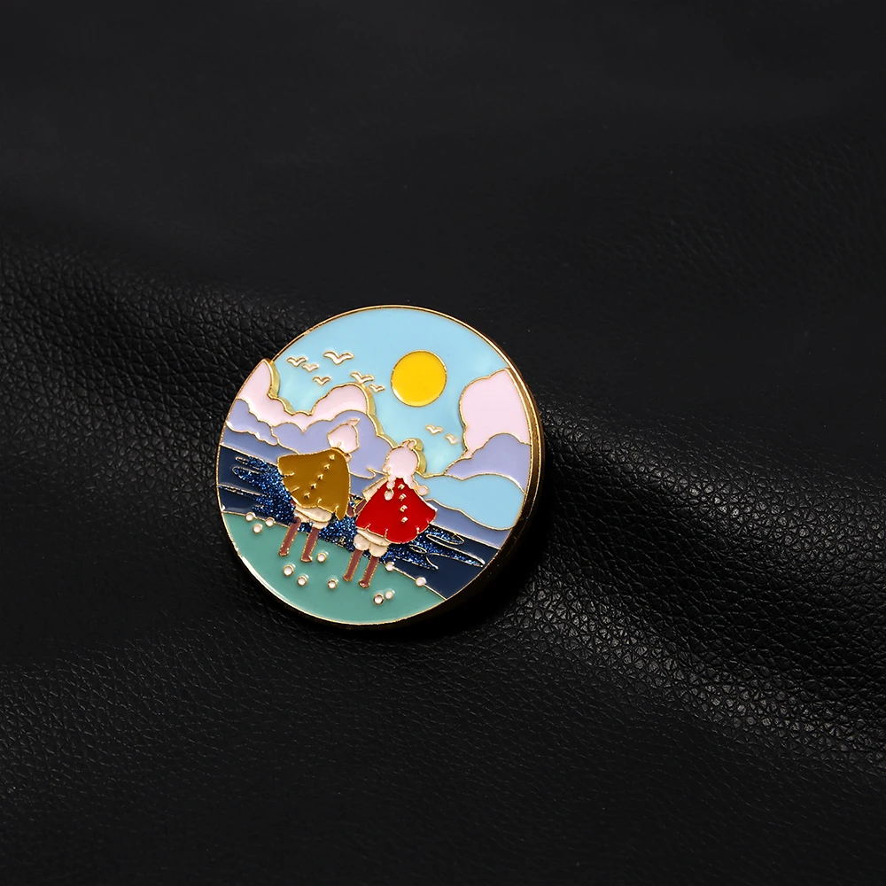 Sky: Light Spinning Enamel Pin Day Night Reversible Spinning Brooches Kids Backpack Clothes Gift Party Jewelry for Friends