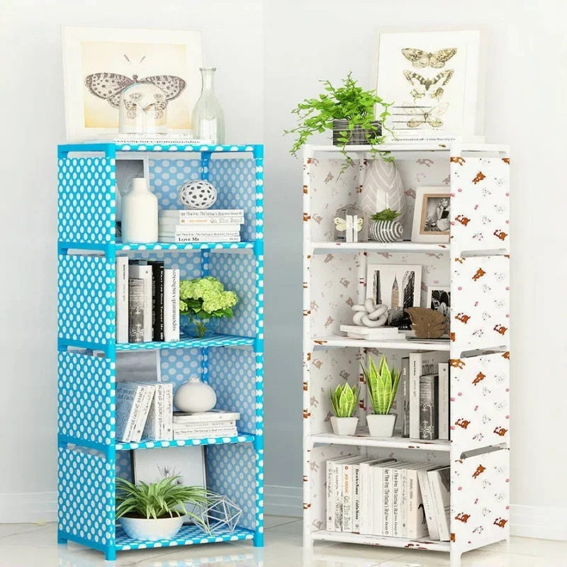 4 layer DIY Simple Bookshelf Easy Assembly Bookcase Can Be Moved Children's Debris Rack Shelf Home Furniture Book Shelf