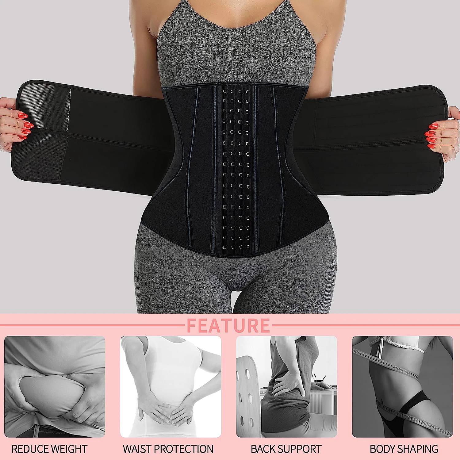 Neoprene Sauna Waist Trainer Corset Sweat Belt Body Shapewear Women Workout Fitness Girdle Belly Slimming Double Belt Fajas