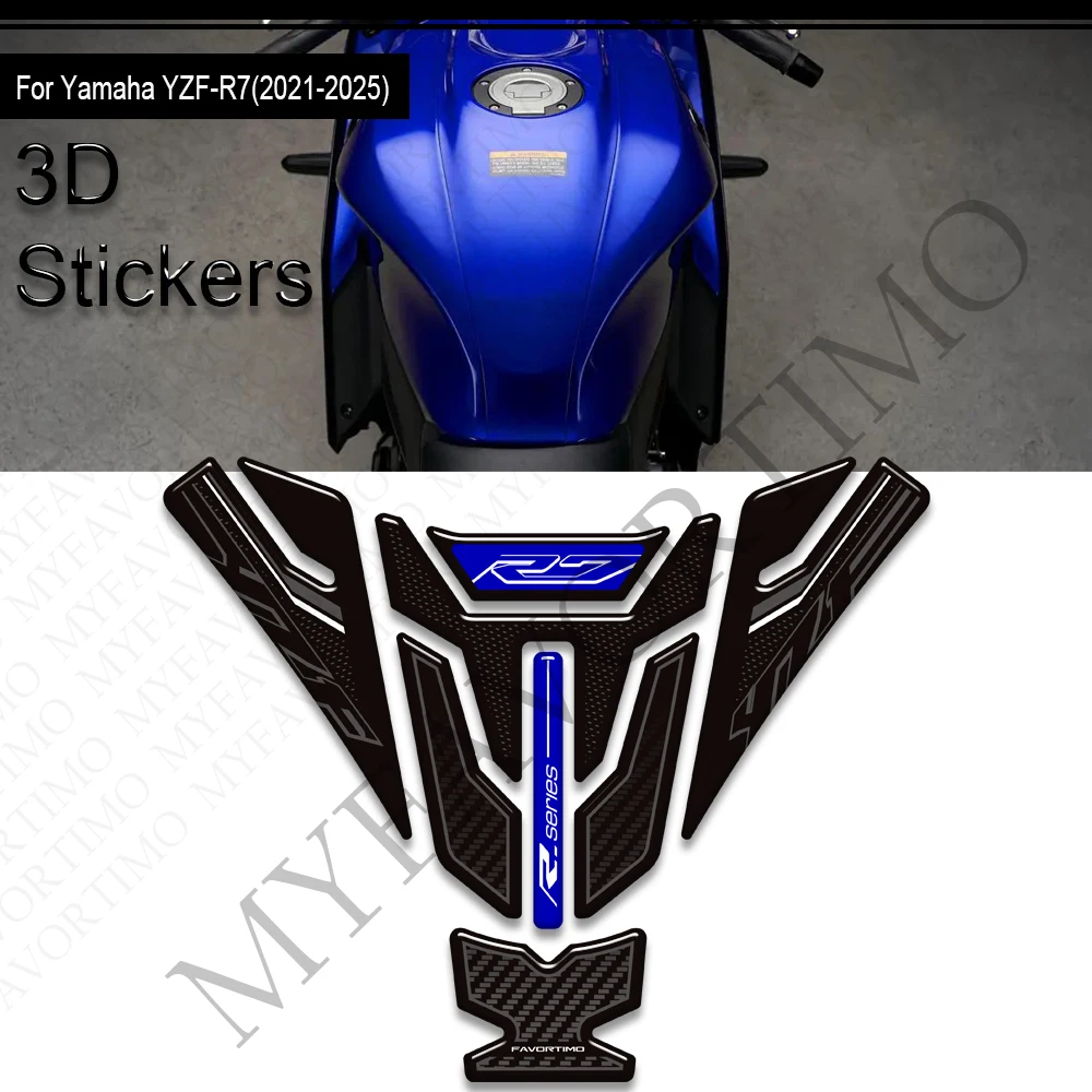 

Накладки на бак и колпачок топливного бака для мотоцикла Yamaha YZF-R7 (YZFR7, YZF R7) 2021-2025 гг. – Защитные наклейки-декали для коленей