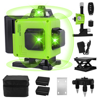 16 Lines 4D Green Laser Level Self-Leveling Wireless Remote 360 Horizontal & Vertical Cross Lines With 2 Batteries