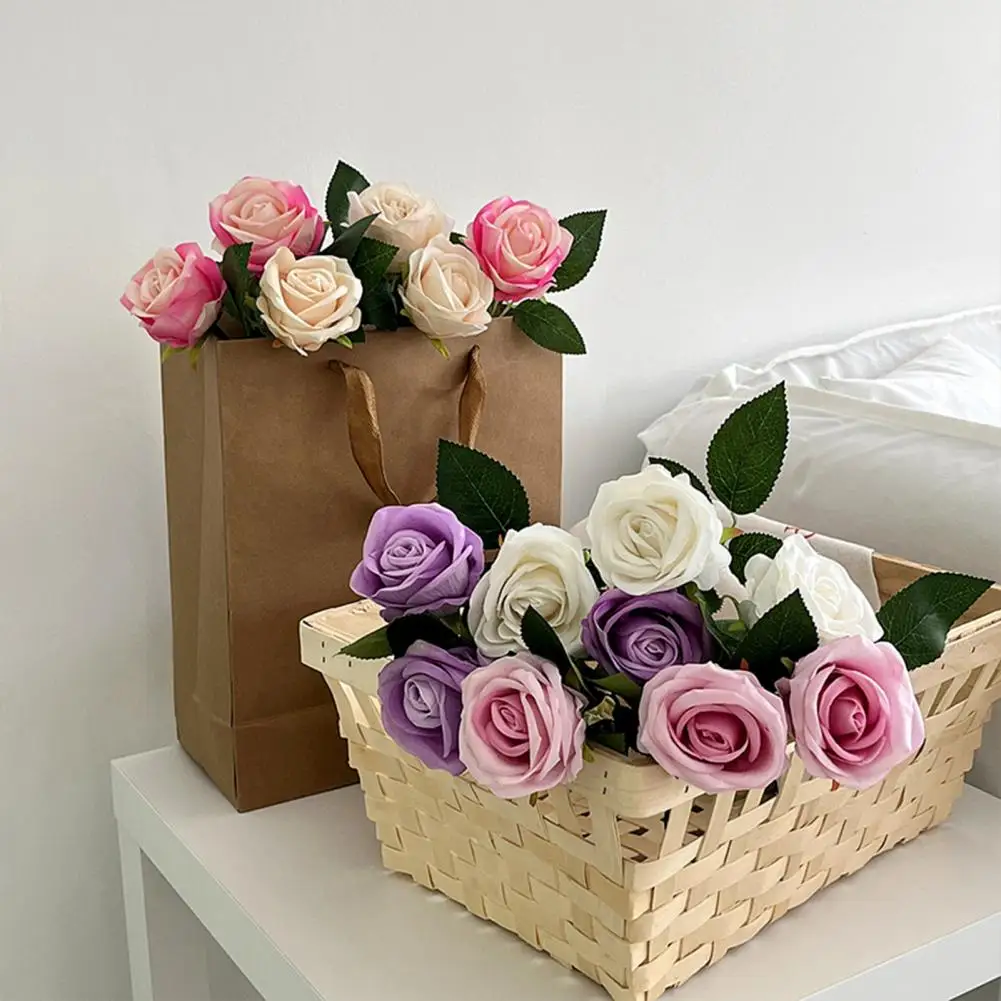 Simulated Rose Bouquet 3pcs Artificial Flower Bouquets Long-lasting Vibrant Floral Arrangements No Watering No Withering