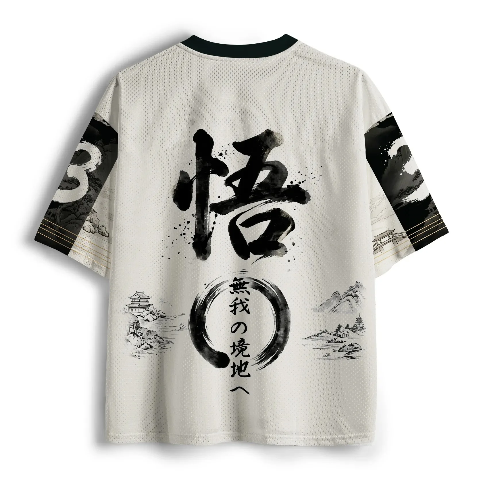 Trendy Serene Zen Meditating Cat Unisex Short Sleeve Tee Calligraphy Art Tee For Meditation Retreat Casual Street Daily Hangout