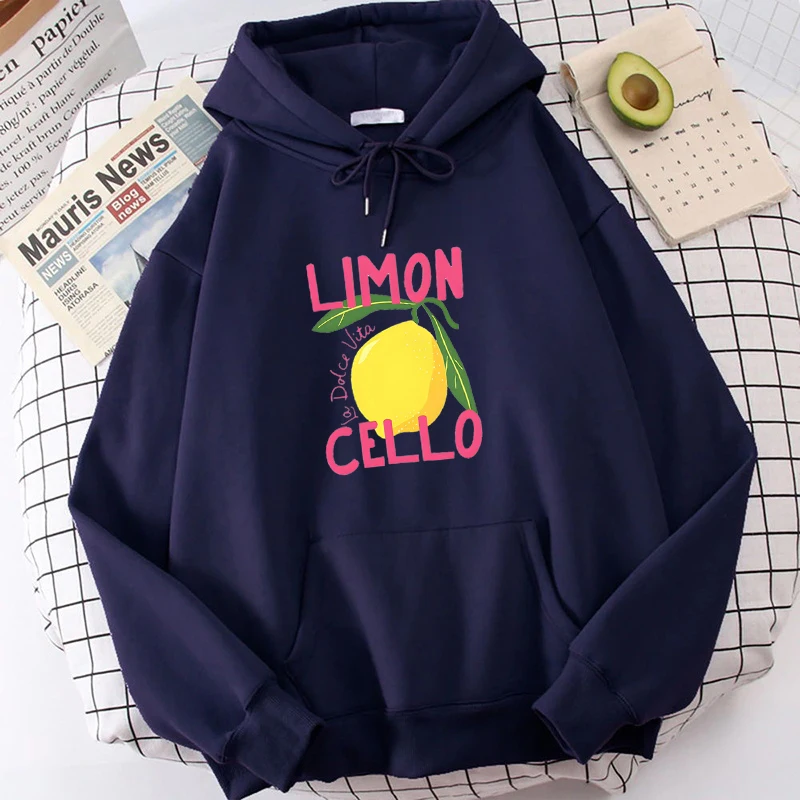 Limon Cello La Dolce Vita Printing Hoodie Men Women Comfortable Sweatshirt Warm Pullover Loose Long Sleeves Neutral Sweatshirt