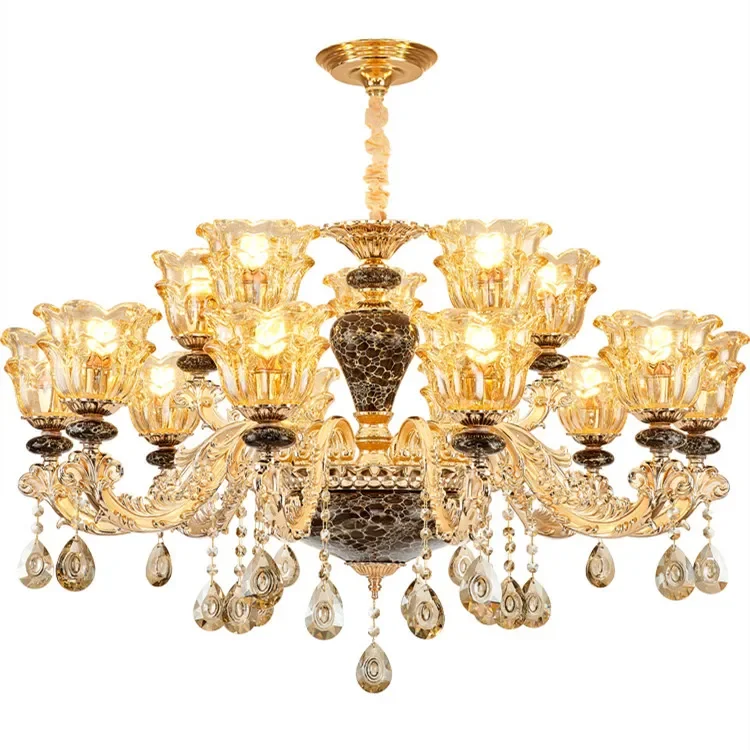 European luxury ceramic crystal chandelier living room dining room bedroom French palace black low-key Crystal Chandelier