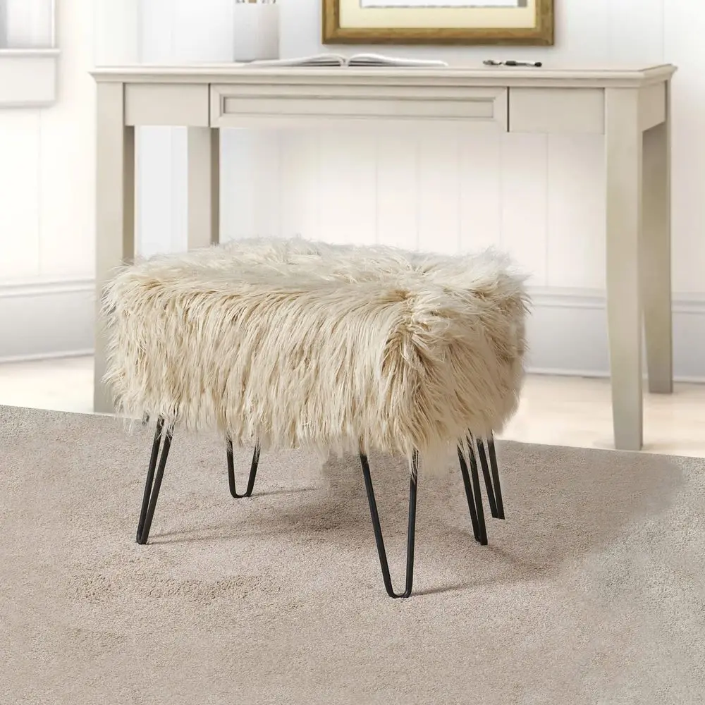 

Home Falmouth XBench Ottoman with Solid Wood Legs 17 High Beige