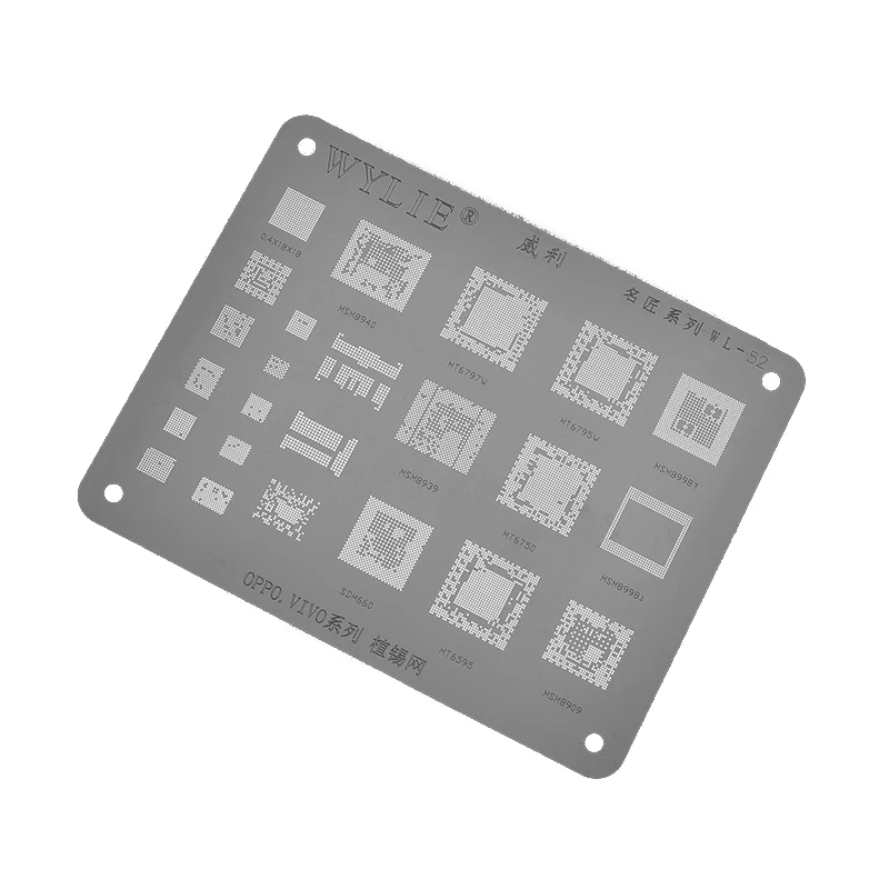 

Wylie WL-52 BGA трафарет для реболлинга для OPPO VIVO MSM8940 MT6797W MT6795W MSM8998 MSM8939 MT6750 SDM660 MT6595 MSM8909 Power CPU