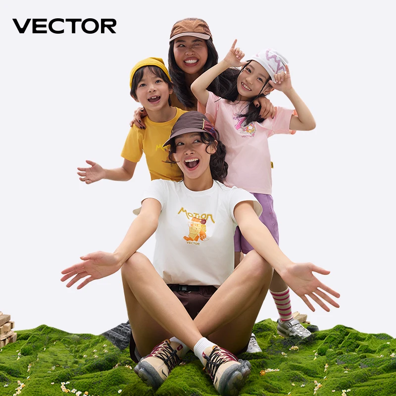 VECTOR T-shirt enfant garçon et fille dessin animé animal 7A antibactérien séchage rapide plage randonnée et escalade