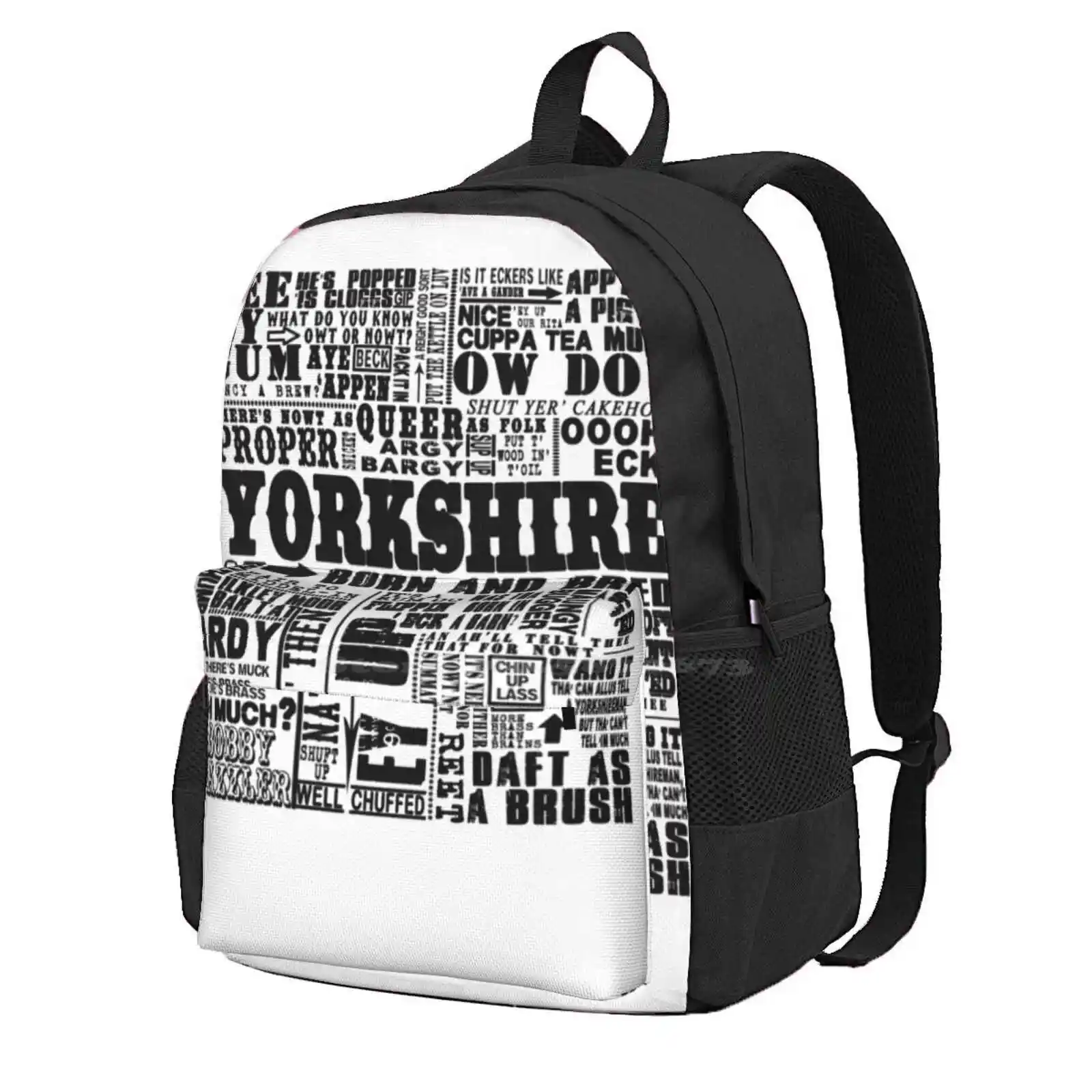 Yorkshire Sayings Hot Sale Schoolbag Backpack Fashion Bags Vintage Yorkshire Funny Sayings Humour Word Art Letterpress Grunge