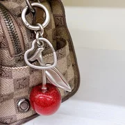 Cute Exquisite Stereo Transparent Simulated Fruit Red Little Cherry Resin Keychain for Women Bag Pendant Jewelry Accessory Gifts