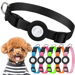 Airtag Dog Collar, Adjustable Air Tag Dog Collar with Durable Quick Snap Buckle,Imitation Nylon Dog Collar Holder for Small Dogs