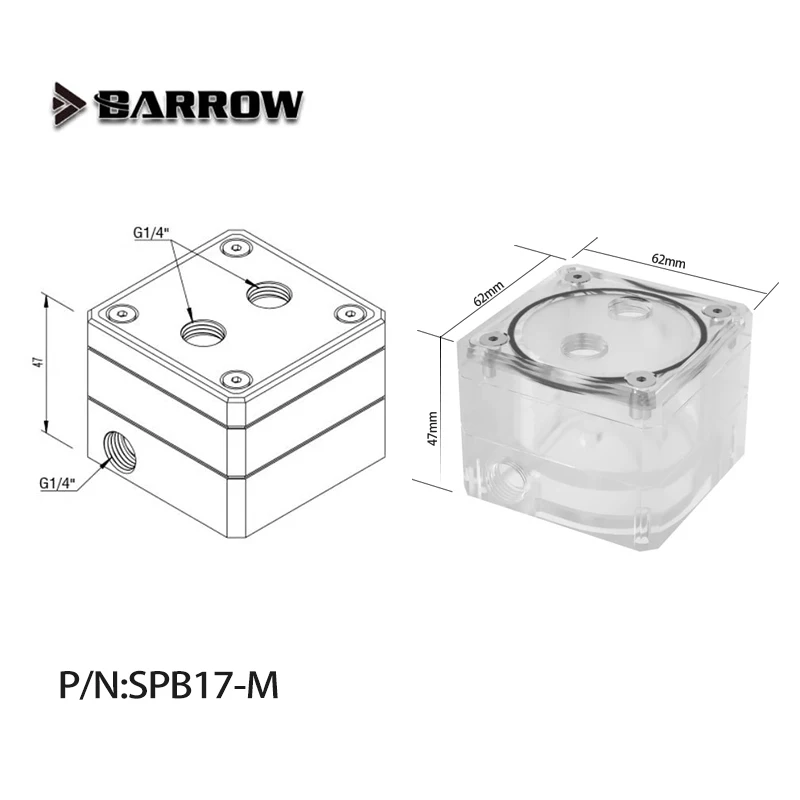 

Barrow SPB17-M Modified Pump Box Integrated, High-transmittance Acrylic Plate Mini Micro ITX Tank RGB Water Pump Expansion Kit