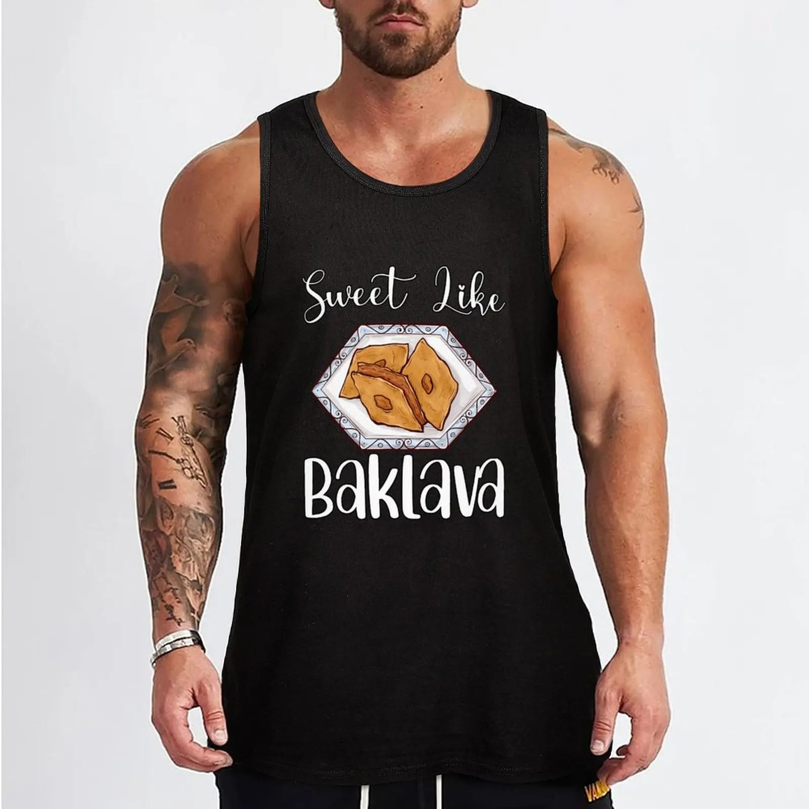 Baklava sweet dessert Turkish Greek food Tank Top vest for men Men's gym clothing