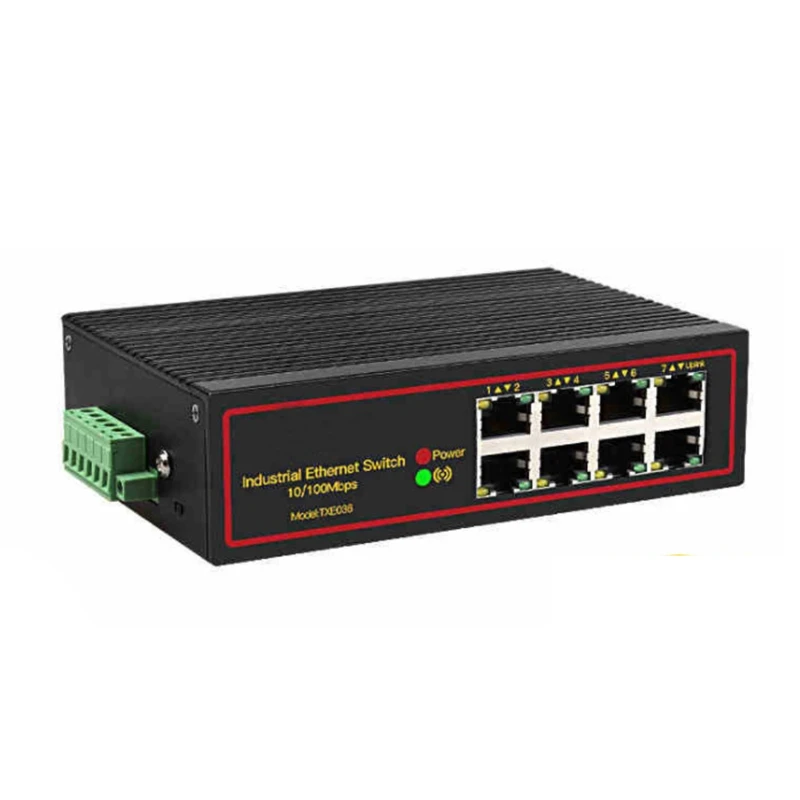 

TXE036 8 Ports Industrial Rj45 Ethernet 10/100 Mbps Lan Adapter DIN-Rail Unmanaged Switches Drop shipping