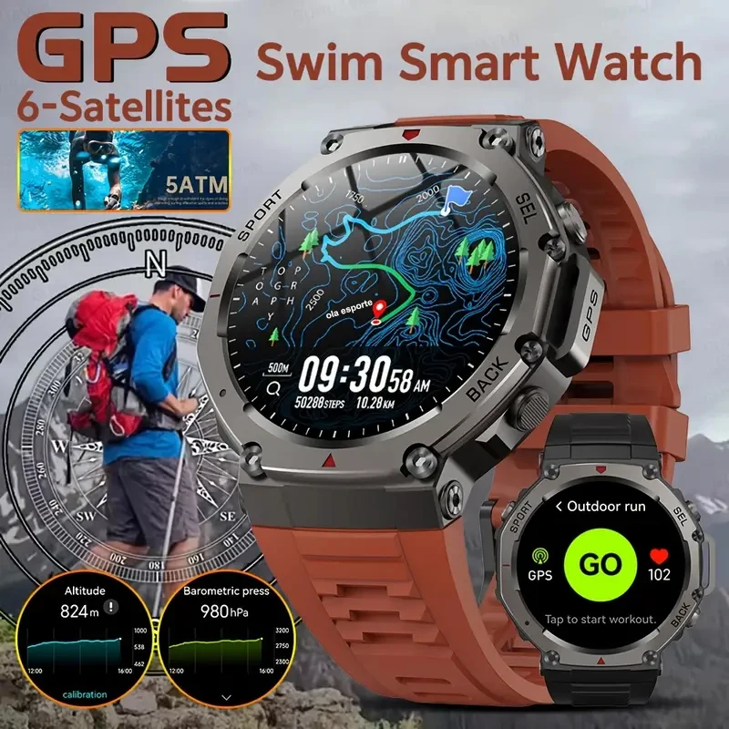For T-RX 3 Smart Watch Military GPS Amoled Compass SmartWatch Altimeter 5ATM Waterproof Sport Smartwatch For Men Women SportBand