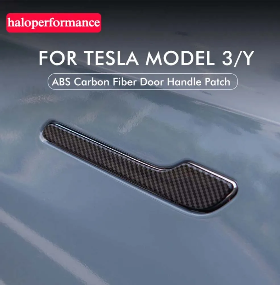 

Door Handle Protector Wrap For Tesla Model Y 3 2023 2017-2022 Accessories ABS Material Carbon Fiber Color Door Handle Cover