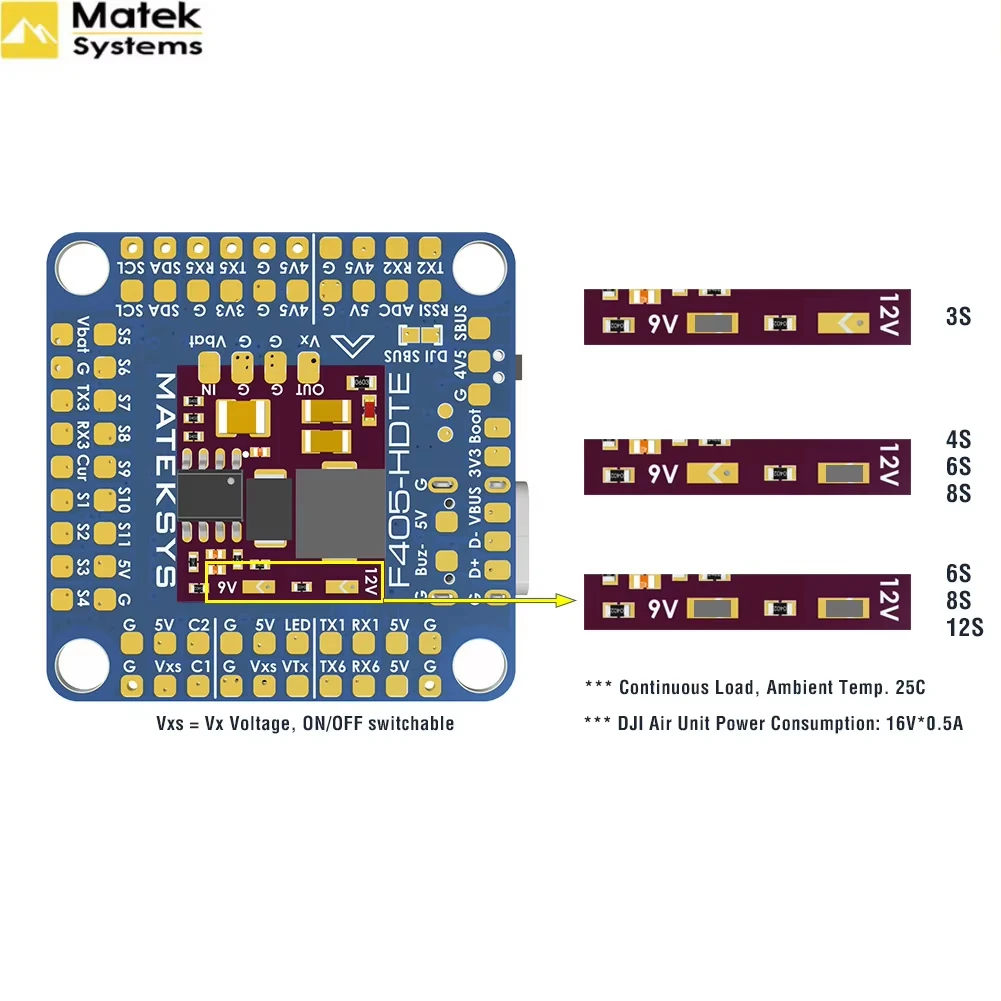 Mateksys  F405-HDTE Flight Controller F405 FC Built-in OSD Support DJI HD Ardupilot/INAV/BF for FPV RC Freestyle Drone