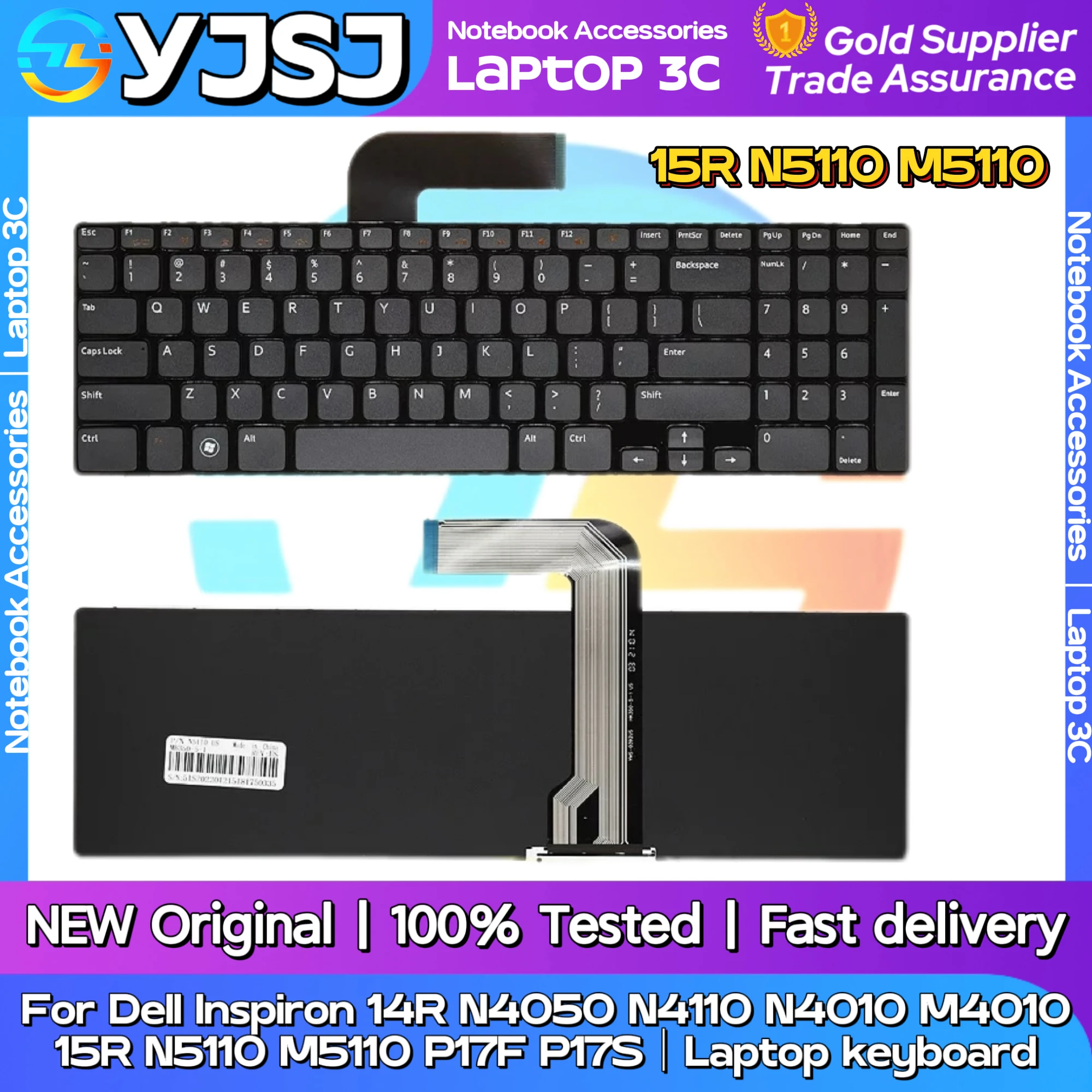 Dell Inspiron 14R N4050 N4110 N4010 M4010 15R N5110 M5110 P17F P17S 노트북 키보드 용 새 원본 노트북 키보드