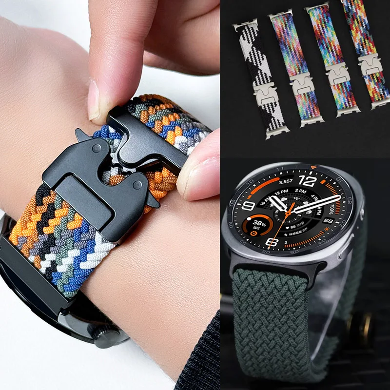 Nylon Braided Strap For Samsung Galaxy Watch Ultra2/Ultra 47mm Parachute Buckle Band For Galaxy Watch 8 9 40 44mm/8 Classic 46mm