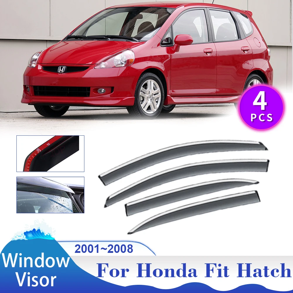 Window Visor for Honda Fit Jazz GD GE Hatchback 2001~2008 Car Side Sun Rain Guard Deflector Vent Smoke Cover Exterior Accessorie