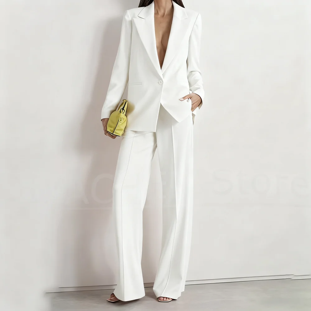 

Women's Suit Set Peak Lapel One Button Blazer and Wide-Leg Pants Fashion Formal Casual Party Office Stylish Pants Sets Two Piece
